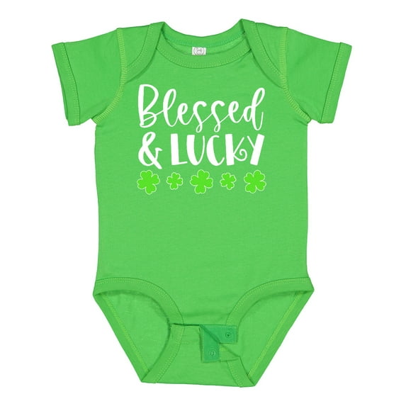 Inktastic Blessed and Lucky 4 Leaf Clovers St. Patrick's Day Boys or Girls Baby Bodysuit