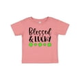 thumbnail image 1 of Inktastic Blessed and Lucky 4 Leaf Clovers St. Patrick's Day Boys or Girls Baby T-Shirt, 1 of 5