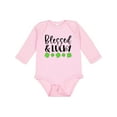 thumbnail image 1 of Inktastic Blessed and Lucky 4 Leaf Clovers St. Patrick's Day Boys or Girls Long Sleeve Baby Bodysuit, 1 of 5
