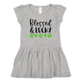 thumbnail image 1 of Inktastic Blessed and Lucky 4 Leaf Clovers St. Patrick's Day Girls Toddler Dress, 1 of 5
