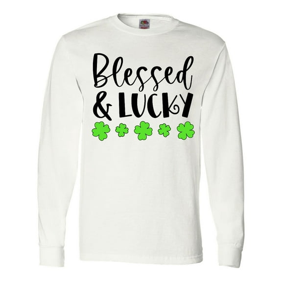 Inktastic Blessed and Lucky 4 Leaf Clovers St. Patrick's Day Long Sleeve T-Shirt