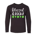 thumbnail image 1 of Inktastic Blessed and Lucky 4 Leaf Clovers St. Patrick's Day Long Sleeve Youth T-Shirt, 1 of 5