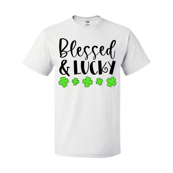 Inktastic Blessed and Lucky 4 Leaf Clovers St. Patrick's Day T-Shirt