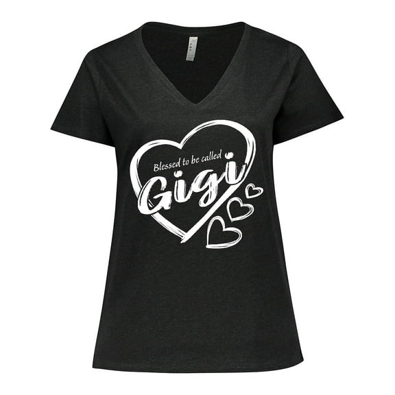Inktastic Blessed to Be Called Gigi Cute Heart Design Women's Plus Size V-Neck T-Shirt