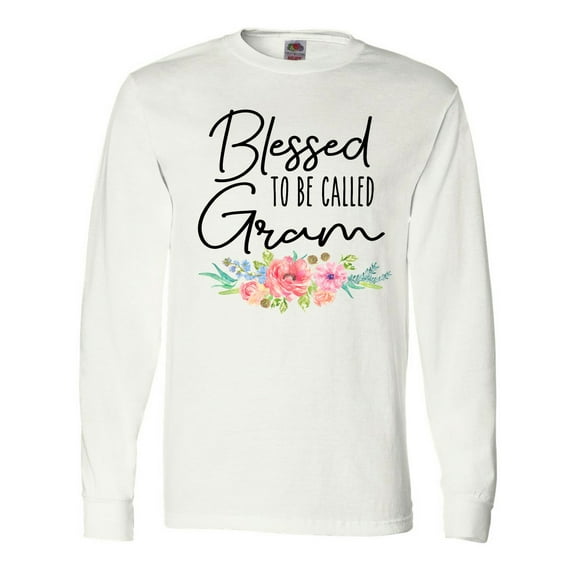 Inktastic Blessed to Be Called Gram with Beautiful Pastel Flowers Long Sleeve T-Shirt