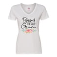 thumbnail image 1 of Inktastic Blessed to Be Called Gram with Beautiful Pastel Flowers Women's V-Neck T-Shirt, 1 of 5