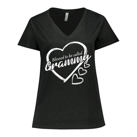 Inktastic Blessed to Be Called Grammy Cute Heart Design Women's Plus Size V-Neck T-Shirt
