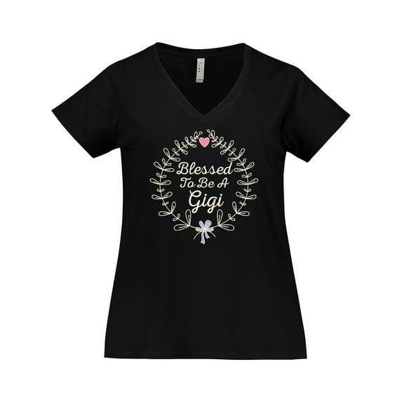 Inktastic Blessed to Be a Gigi Grandma Women's Plus Size V-Neck T-Shirt