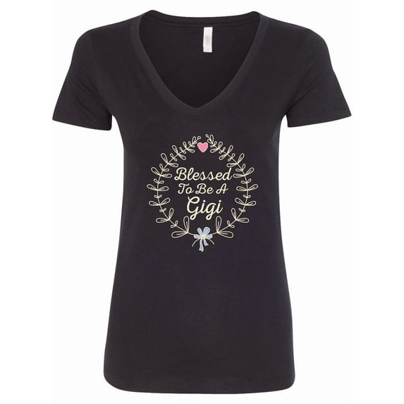 Inktastic Blessed to Be a Gigi Grandma Women's V-Neck T-Shirt