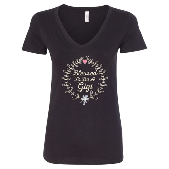 Inktastic Blessed to Be a Gigi Grandma Women's V-Neck T-Shirt