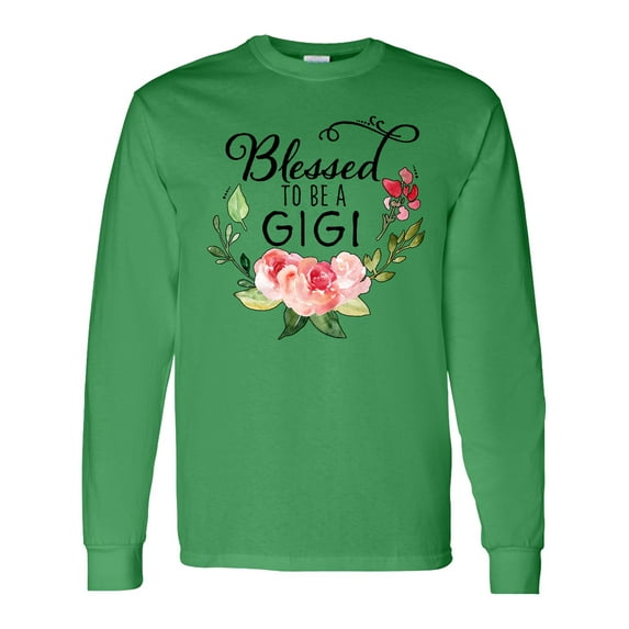 Inktastic Blessed to Be a Gigi with Pink Flowers Long Sleeve T-Shirt