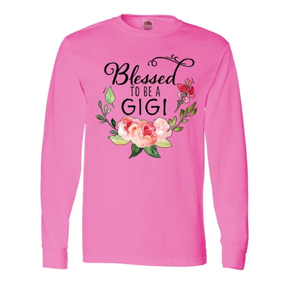 Inktastic Blessed to Be a Gigi with Pink Flowers Long Sleeve T-Shirt