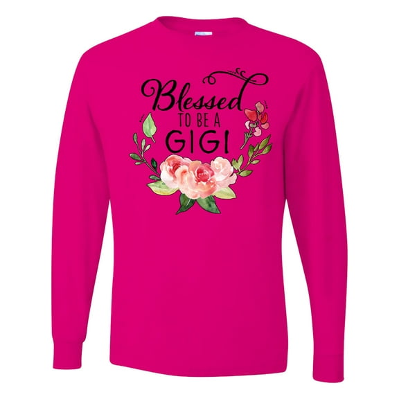 Inktastic Blessed to Be a Gigi with Pink Flowers Long Sleeve T-Shirt