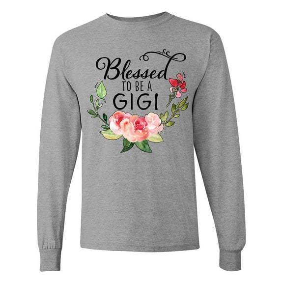 Inktastic Blessed to Be a Gigi with Pink Flowers Long Sleeve T-Shirt