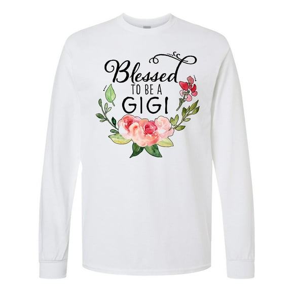 Inktastic Blessed to Be a Gigi with Pink Flowers Long Sleeve T-Shirt
