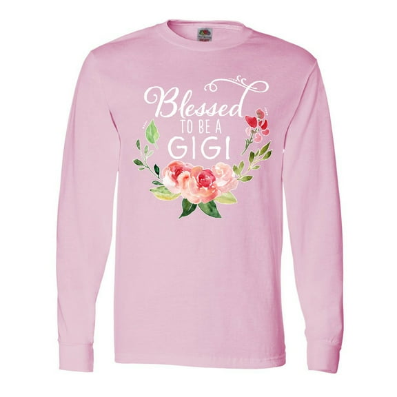 Inktastic Blessed to Be a Gigi with Pink Flowers Long Sleeve T-Shirt