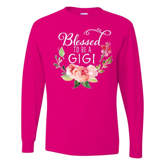 Inktastic Blessed to Be a Gigi with Pink Flowers Long Sleeve T-Shirt