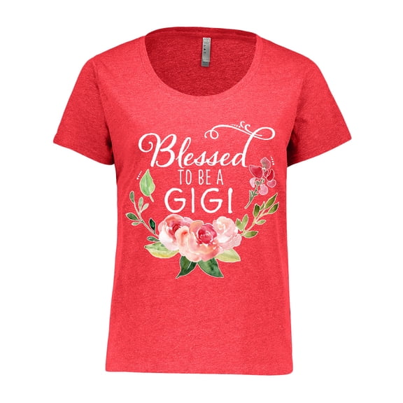 Inktastic Blessed to Be a Gigi with Pink Flowers Women's Plus Size T-Shirt