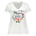 thumbnail image 1 of Inktastic Blessed to Be a Gigi with Pink Flowers Women's Plus Size V-Neck T-Shirt, 1 of 5