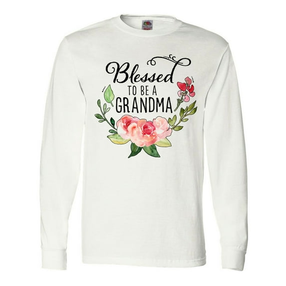Inktastic Blessed to Be a Grandma with Flowers Long Sleeve T-Shirt