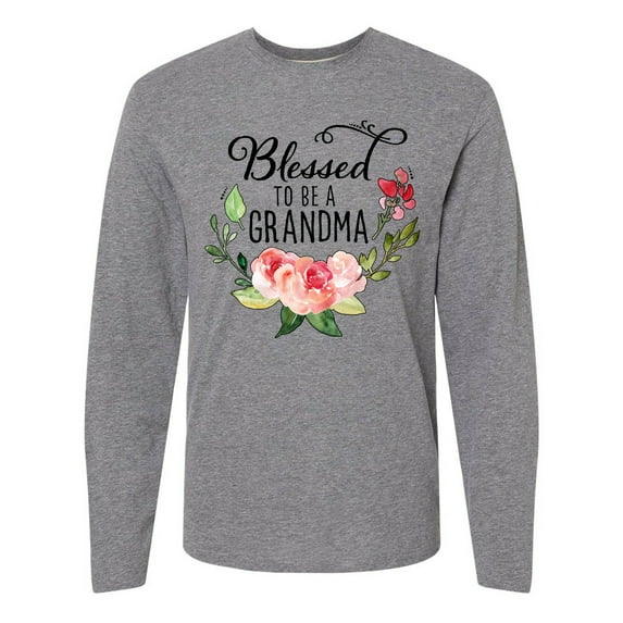 Inktastic Blessed to Be a Grandma with Flowers Long Sleeve T-Shirt