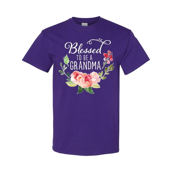 Inktastic Blessed to Be a Grandma with Flowers T-Shirt