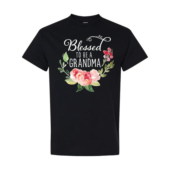 Inktastic Blessed to Be a Grandma with Flowers T-Shirt