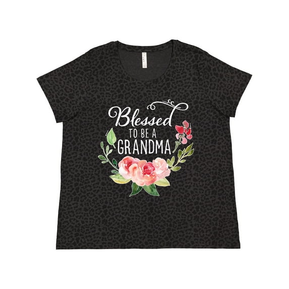 Inktastic Blessed to Be a Grandma with Flowers Women's Plus Size T-Shirt