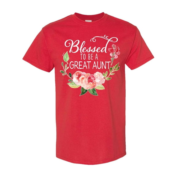 Inktastic Blessed to Be a Great Aunt with Pink Flowers T-Shirt