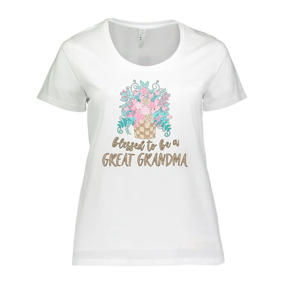 Inktastic Blessed to Be a Great Grandma Flower Arrangement Women's Plus Size T-Shirt