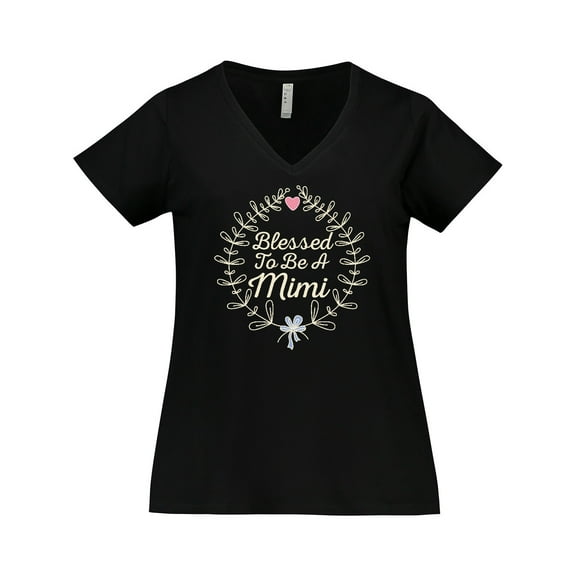 Inktastic Blessed to Be a Mimi Grandma Women's Plus Size V-Neck T-Shirt