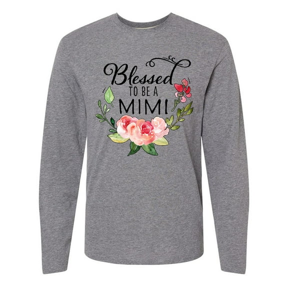 Inktastic Blessed to Be a Mimi with Pink Flowers Long Sleeve T-Shirt