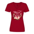 thumbnail image 1 of Inktastic Blessed to Be a Mimi with Pink Flowers Women's V-Neck T-Shirt, 1 of 5