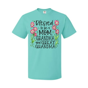 Inktastic Blessed to Be a Mom, Grandma, and Great Grandma Pink Flowers T-Shirt