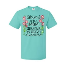 Inktastic Blessed to Be a Mom, Grandma, and Great Grandma Pink Flowers T-Shirt