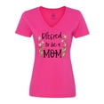 thumbnail image 1 of Inktastic Blessed to Be a Mom Pink Flowers Women's V-Neck T-Shirt, 1 of 5