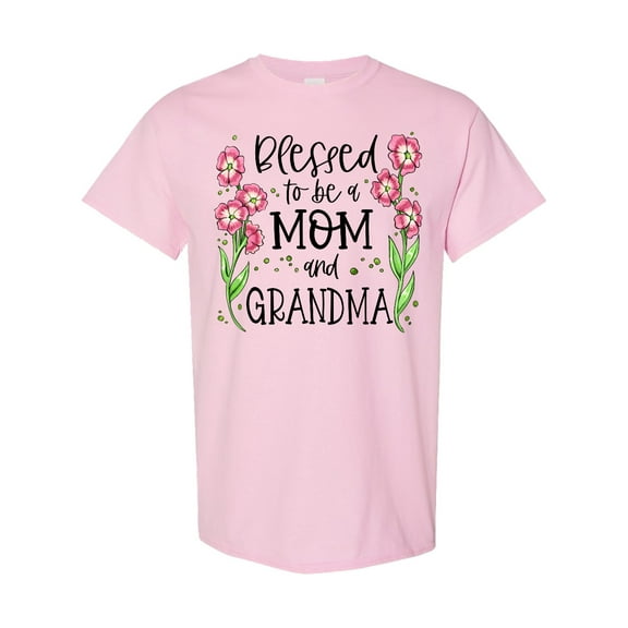 Inktastic Blessed to Be a Mom and Grandma Pink Flowers T-Shirt