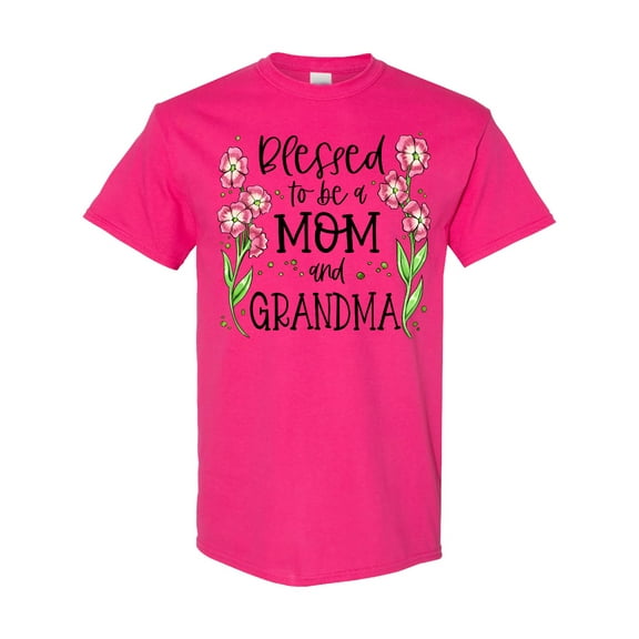 Inktastic Blessed to Be a Mom and Grandma Pink Flowers T-Shirt