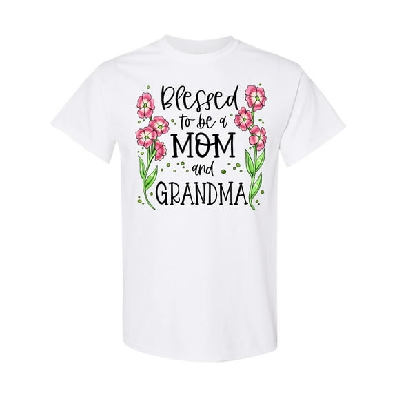 Inktastic Blessed to Be a Mom and Grandma Pink Flowers T-Shirt