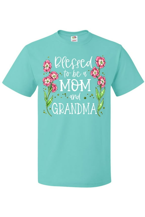 Blessed to Be a Mom and Grandma Pink Flowers T-Shirt
