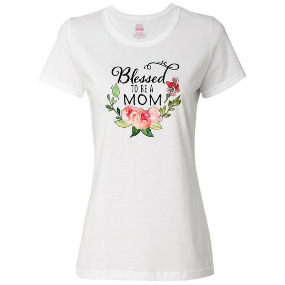 Inktastic Blessed to Be a Mom with Pink Flowers Women's T-Shirt