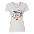 thumbnail image 1 of Inktastic Blessed to Be a Mom with Pink Flowers Women's V-Neck T-Shirt, 1 of 5