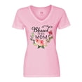 thumbnail image 1 of Inktastic Blessed to Be a Mom with Pink Flowers Women's V-Neck T-Shirt, 1 of 5