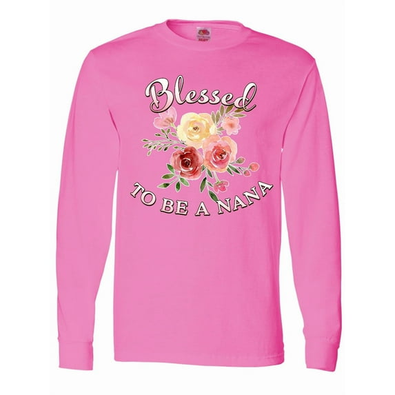 Inktastic Blessed to Be a Nana Flowers Long Sleeve T-Shirt