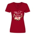 thumbnail image 1 of Inktastic Blessed to Be a Nana with Flowers Women's V-Neck T-Shirt, 1 of 5