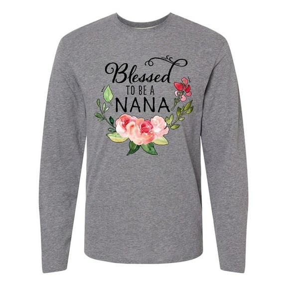 Inktastic Blessed to Be a Nana with Pink Flowers Long Sleeve T-Shirt