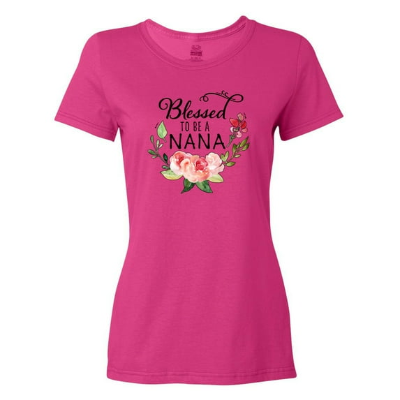 Inktastic Blessed to Be a Nana with Pink Flowers Women's T-Shirt