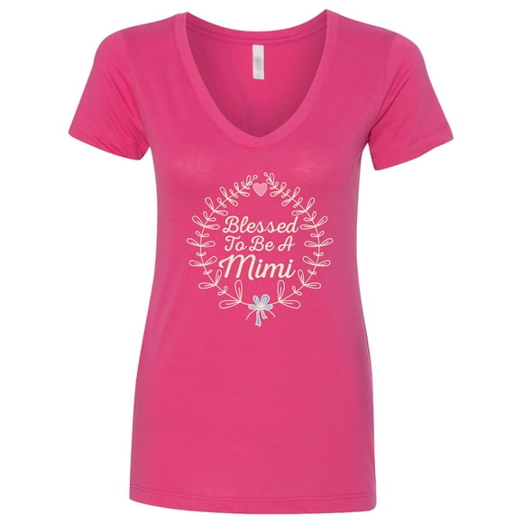 Inktastic Blessed to Be a Mimi Grandma Women's V-Neck T-Shirt