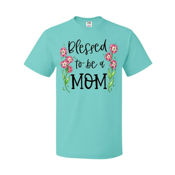 Inktastic Blessed to be a Mom Pink Flowers T-Shirt