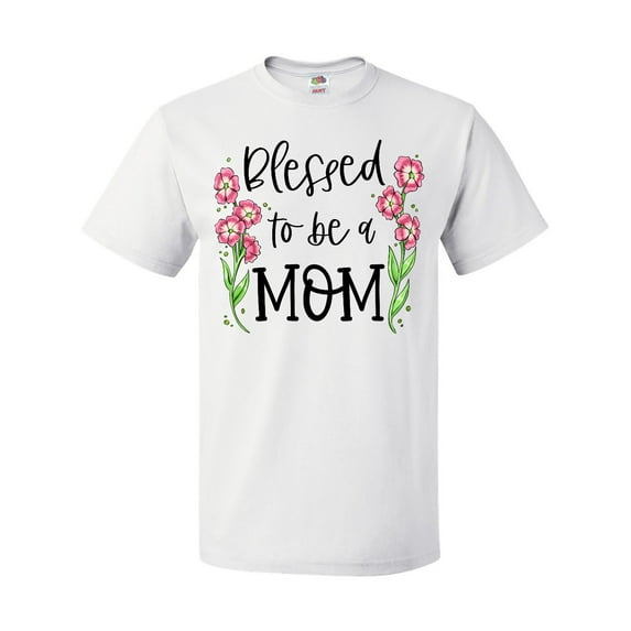 Inktastic Blessed to be a Mom Pink Flowers T-Shirt